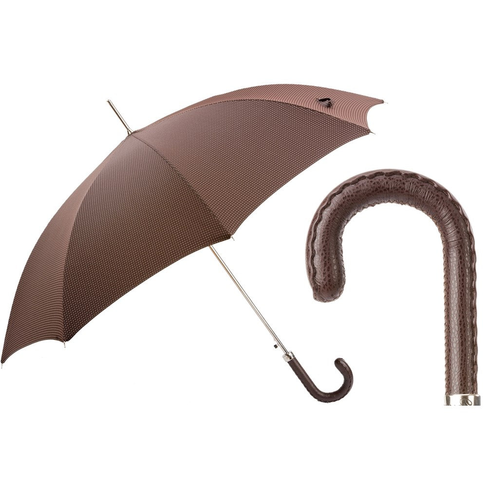 【Pasotti】ブラックレザーハンドル☆パターン折りたたみ高級傘 Pasotti 雨傘 折りたたみ傘 ブラック ストライプ レザー