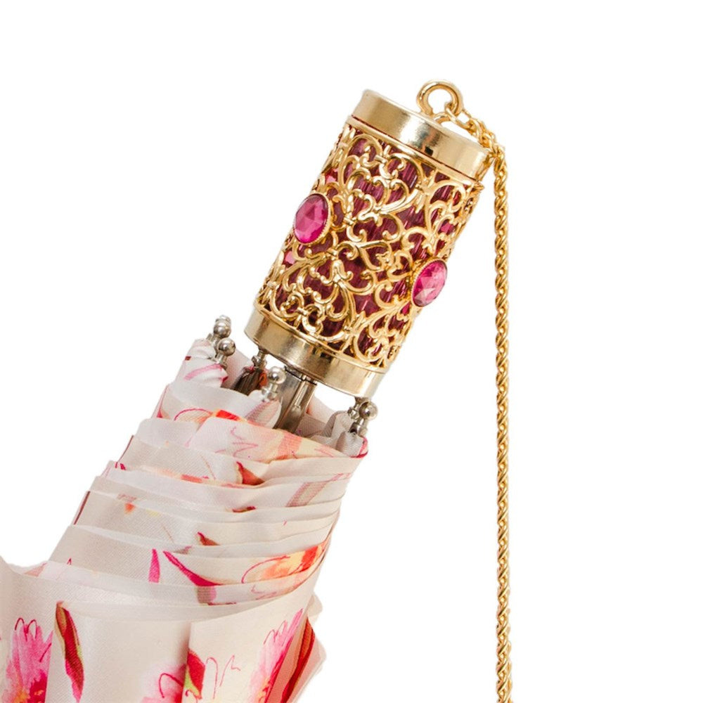 折りたたみ傘]ロマンティックフラワー×エレガントハンドル