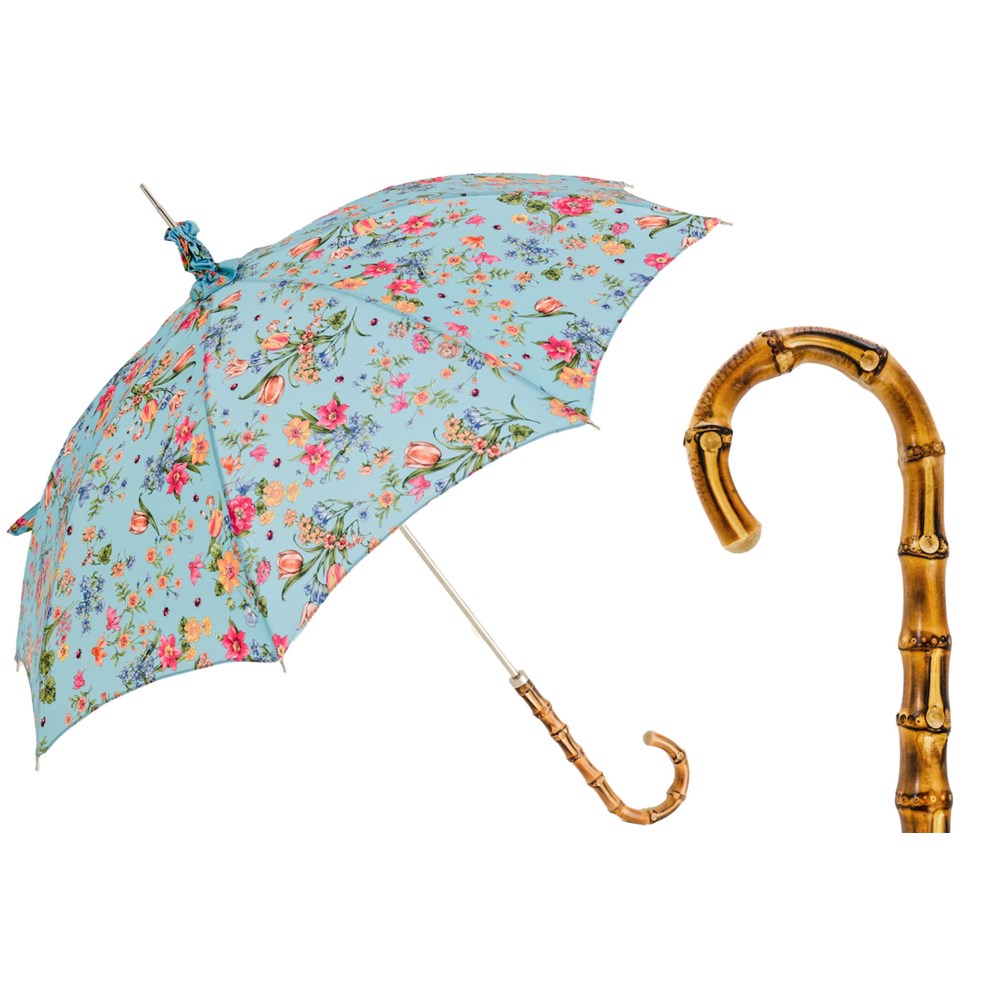 【Pasotti】バンブーハンドル☆フローラル イタリア高級日傘 ☆Pasotti☆名品 イタリア日傘☆Flowered Parasol w/ Bamboo