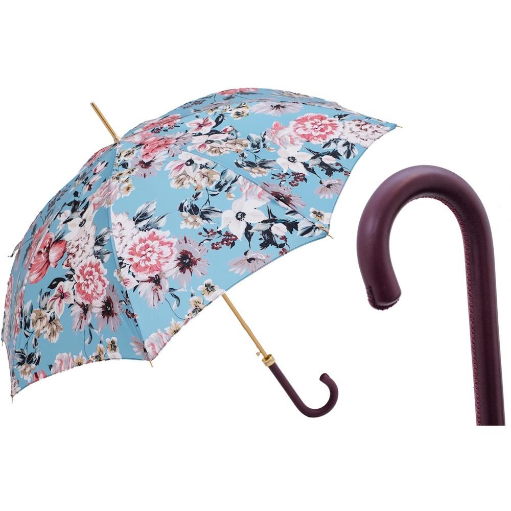 [長傘]  花の傘　レザーハンドル